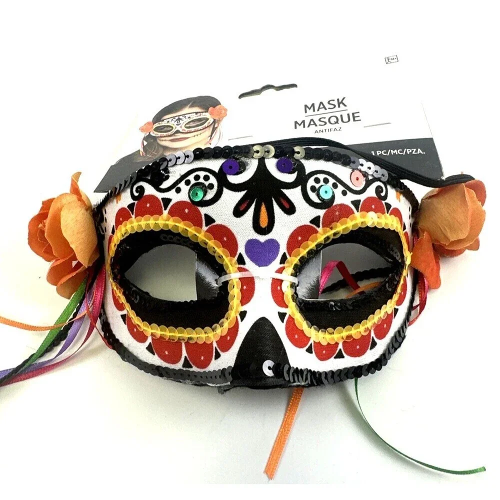 Fiesta De La Muerte Mask‎ Colorful Sequins Elastic Costume New Day of the Dead